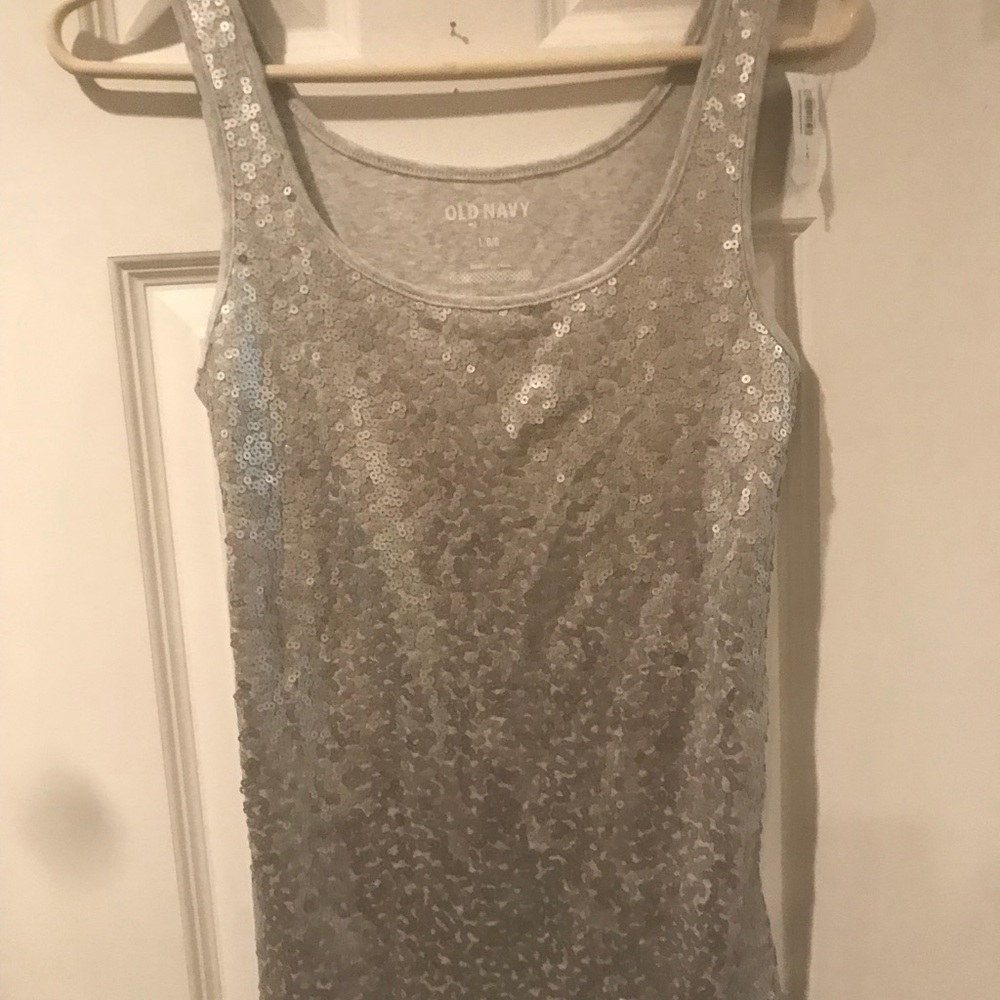 Express tube top lg - old navy grey sequins lg